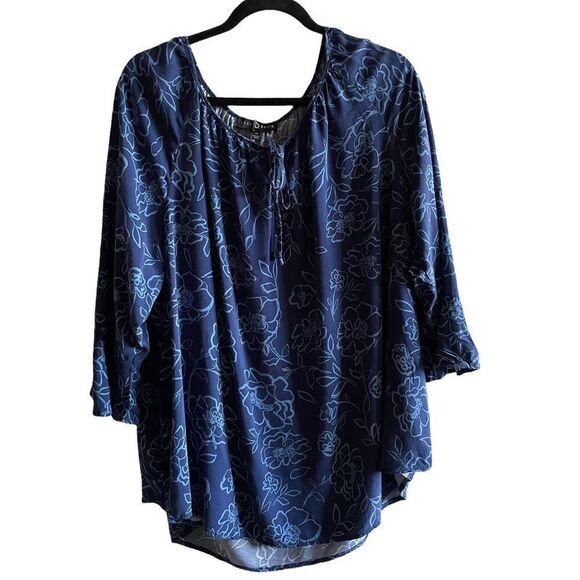 Fred David ~ Womens Blue floral blouse ~ size 2X - Picture 1 of 5